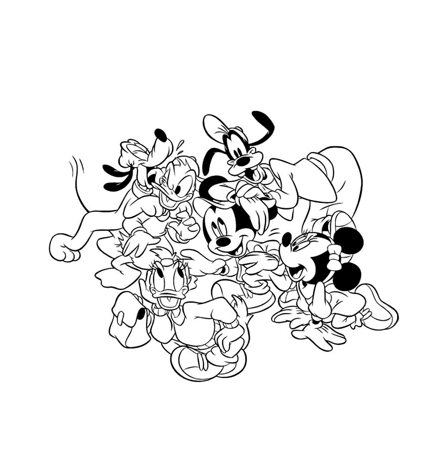 Easy free Mickey And His Friends coloring page to download