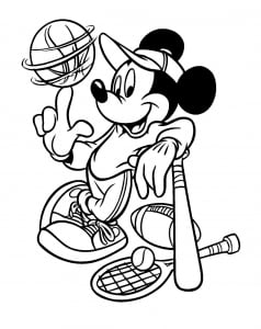 Mickey Mouse likes Baseball (Coloring Page)