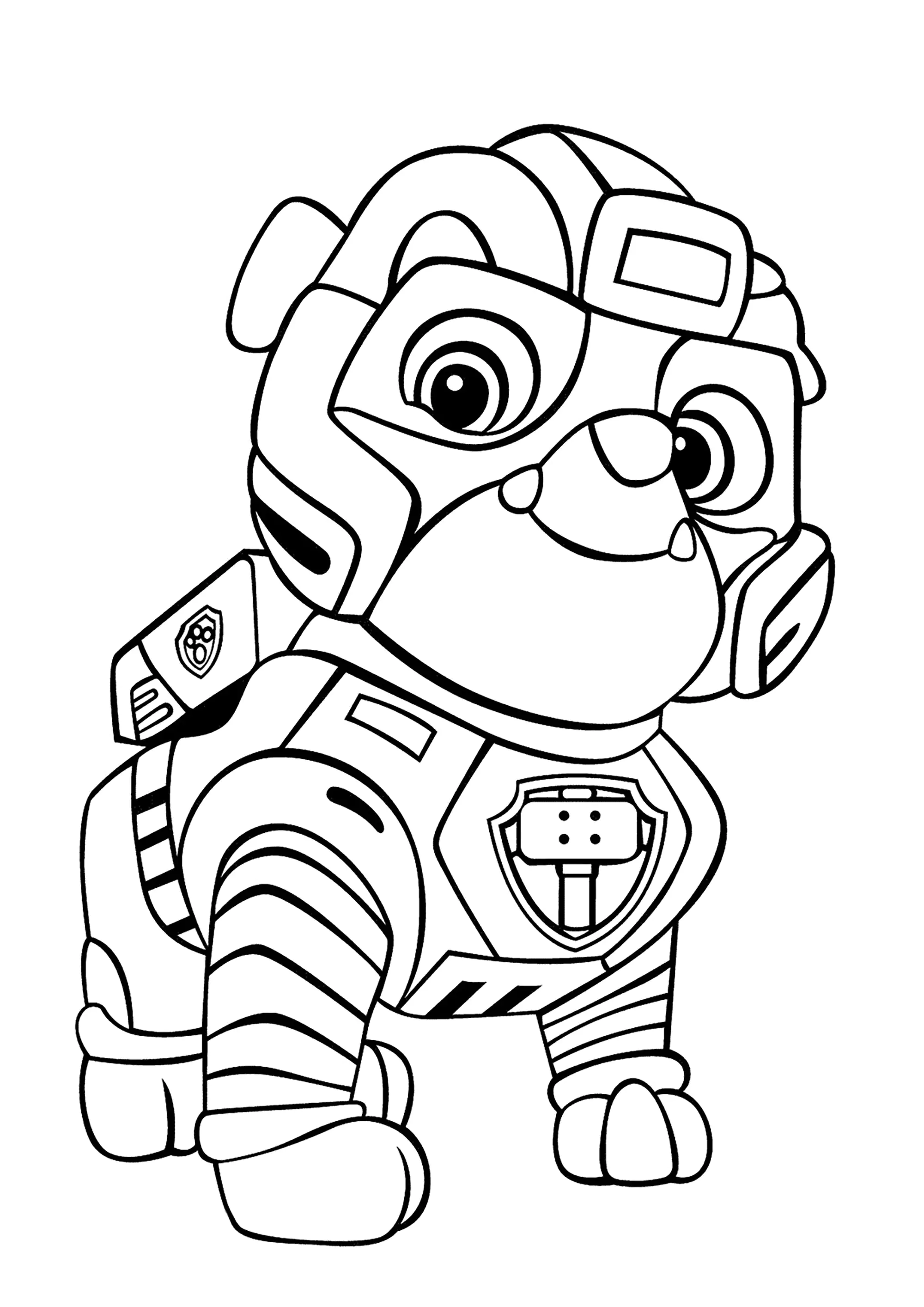 Rubble from Patrouille (Printable Paw Patrol: Mighty Pups Coloring Page for Kids)