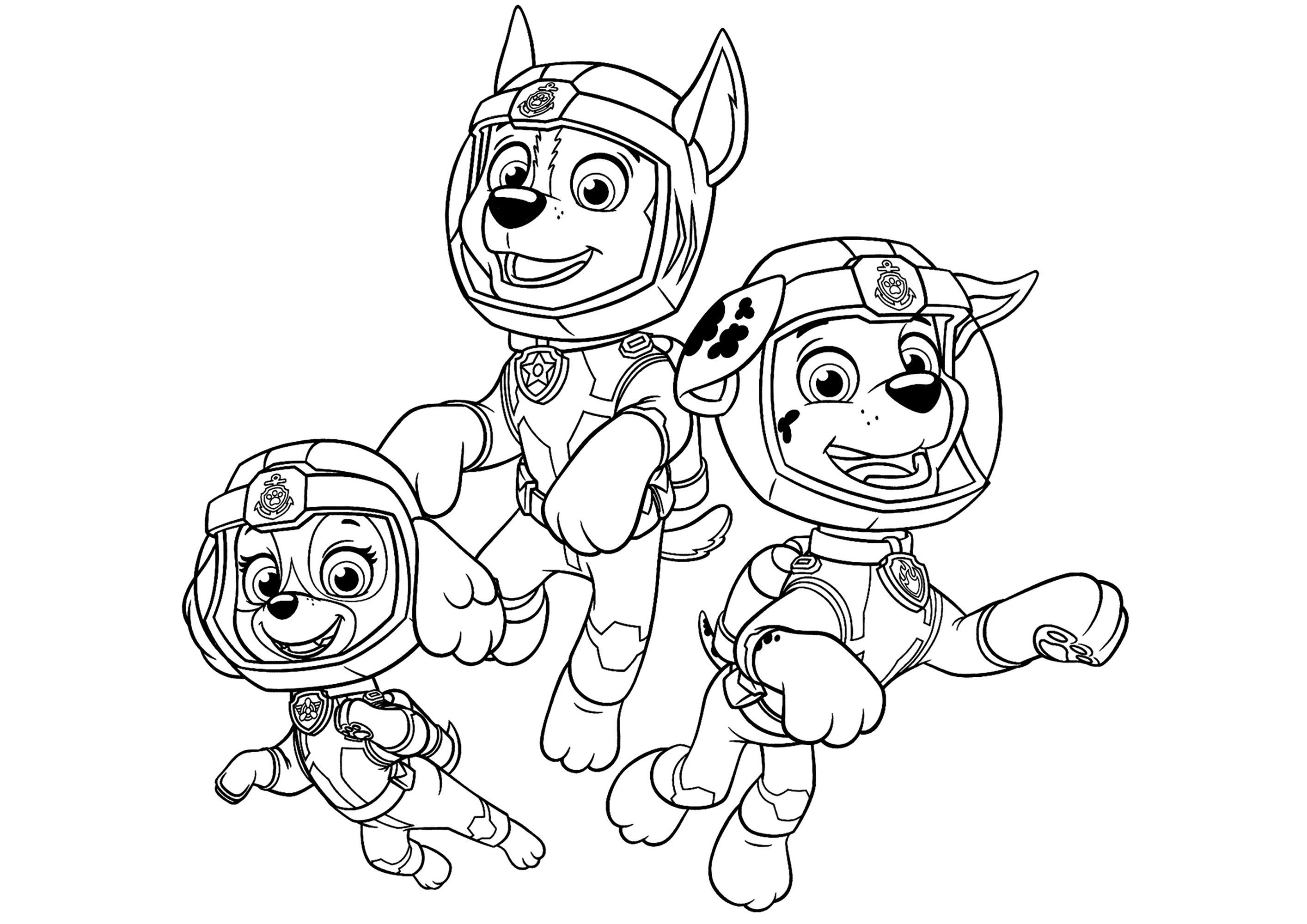 Three Paw Patrol Dogs - Mighty Pups - Paw Patrol: Mighty Pups Coloring ...