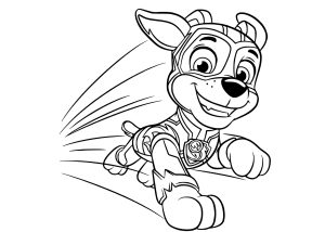 Ryder at full speed (Paw Patrol: Mighty Pups Coloring Page)