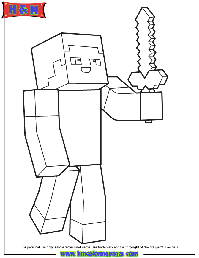 Super simple Minecraft coloring page