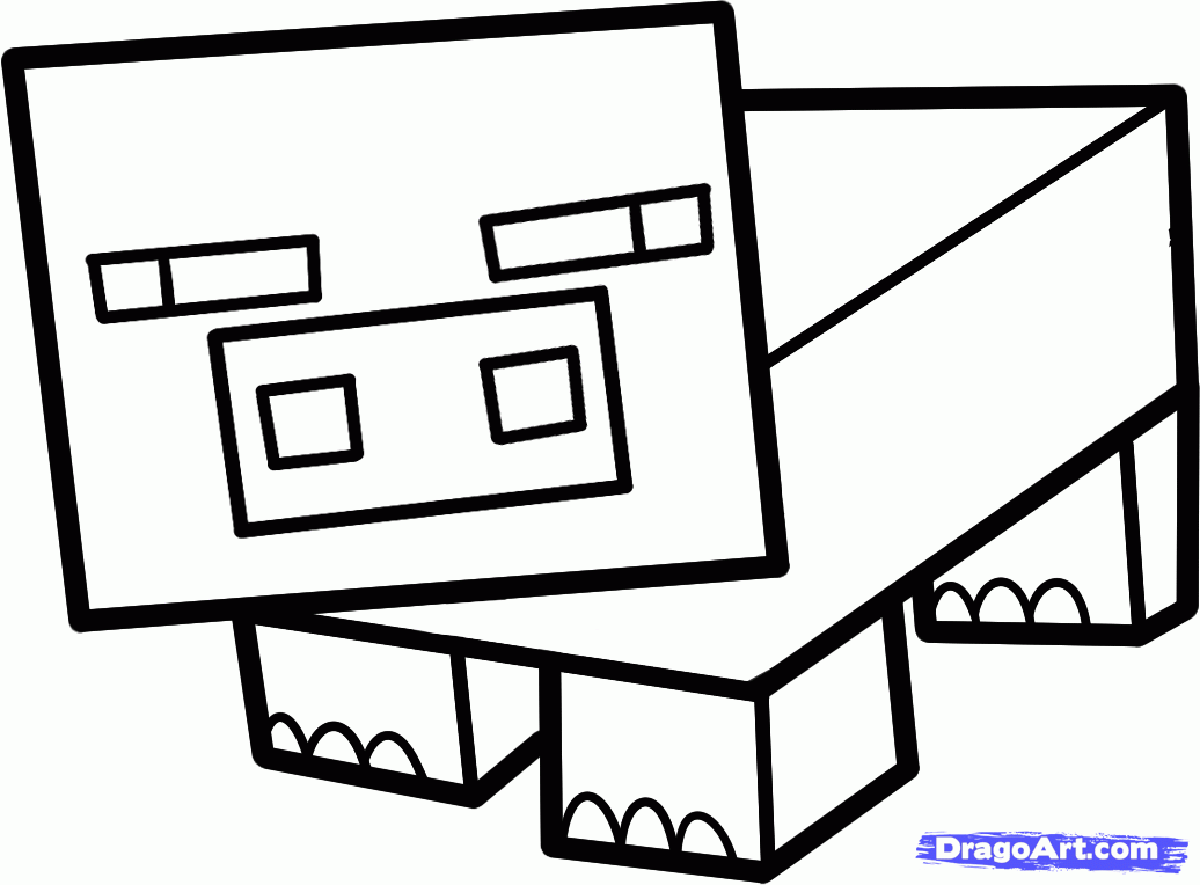 Minecraft drawing to color, easy for kids