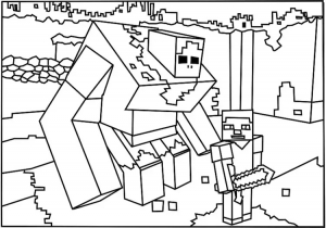 Coloring page minecraft to color for kids