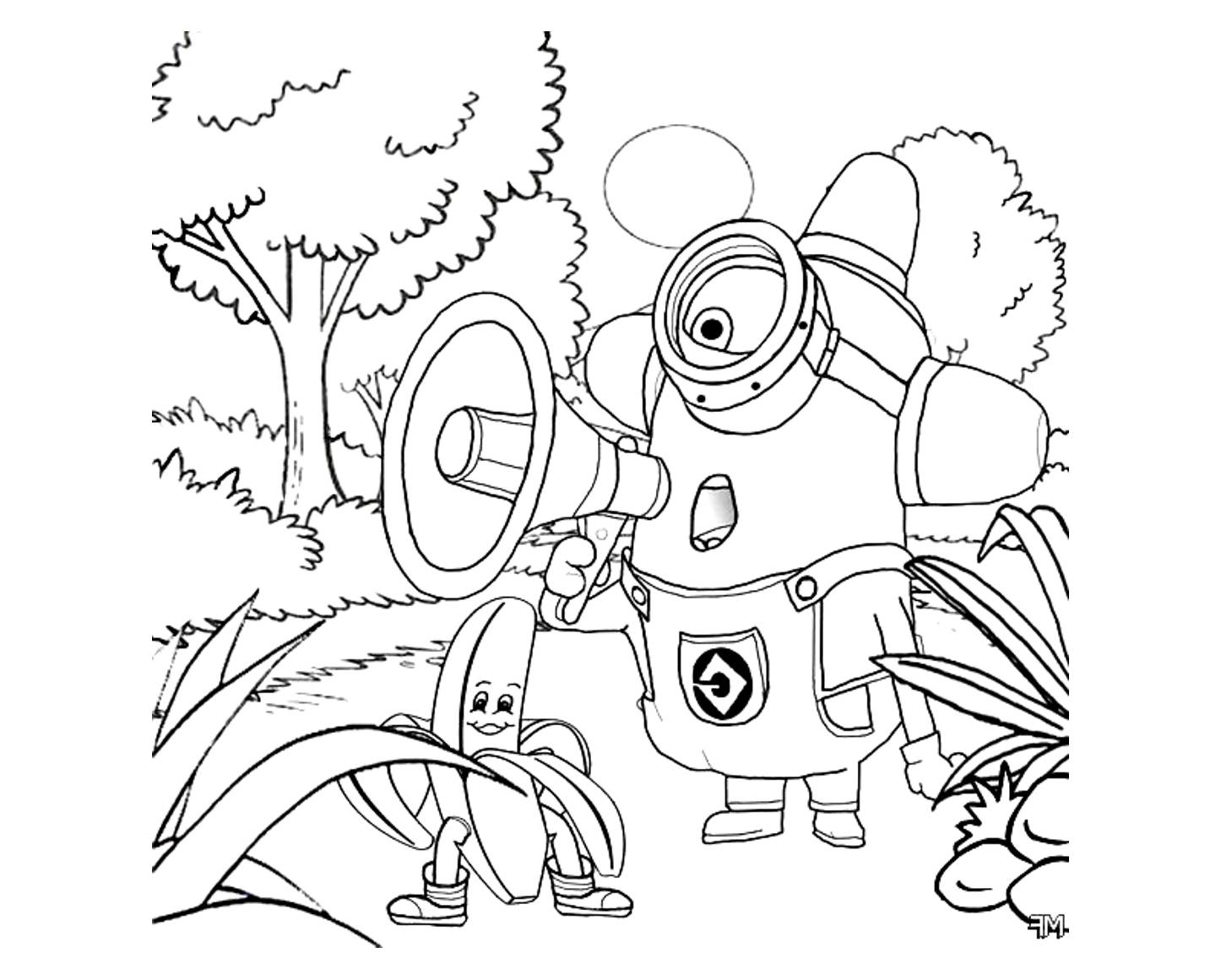 Free Minions drawing to print and color - Minions Kids Coloring Pages