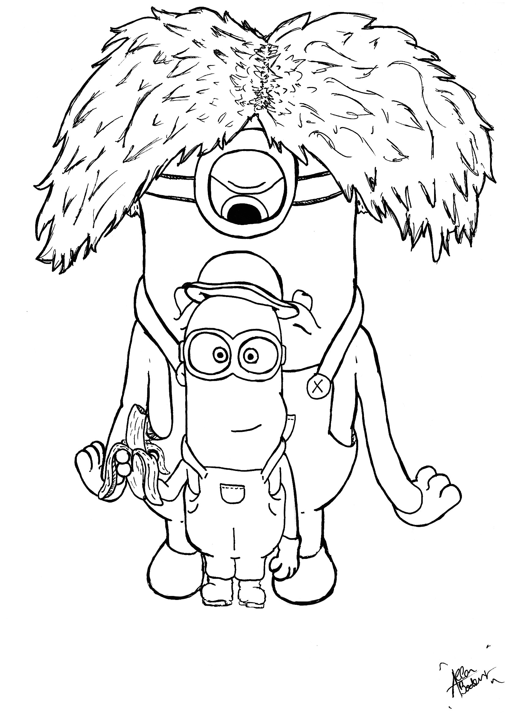 Easy Minions coloring pages for kids