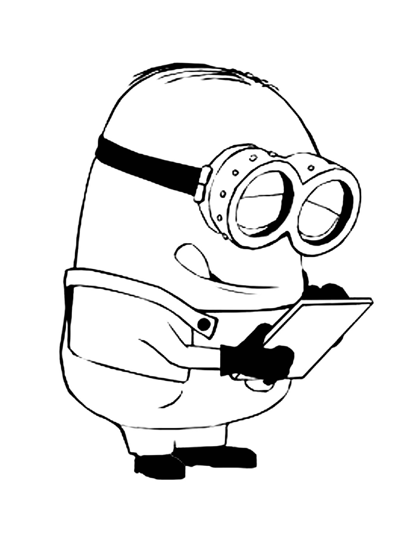 Easy coloring picture of Minions for kids