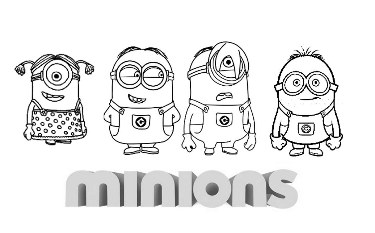 Minions drawing to color, easy for kids