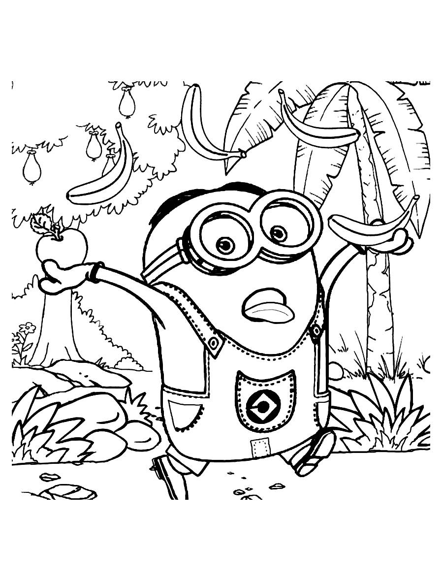 Minions e bananas - Retornar à infância - Coloring Pages for Adults