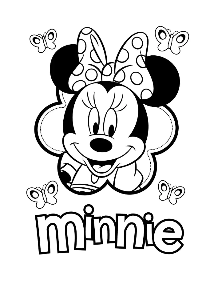 The face of Minnie Mouse (Printable Coloring Page for Kids)
