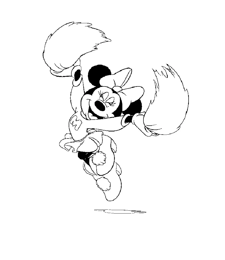 Minnie Mouse Pom pom girl (Printable Coloring Page for Kids)