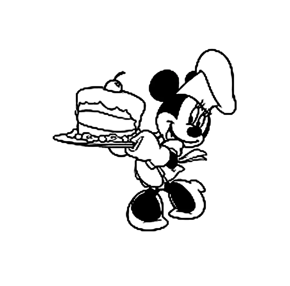Minnie Mouse's cake (Printable Coloring Page for Kids)