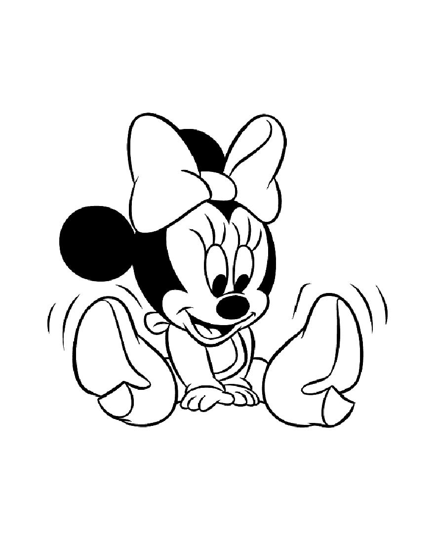 Baby Minnie Mouse has fun (Coloring Page) Baby Minnie Mouse has fun (Printable Coloring Page for Kids)