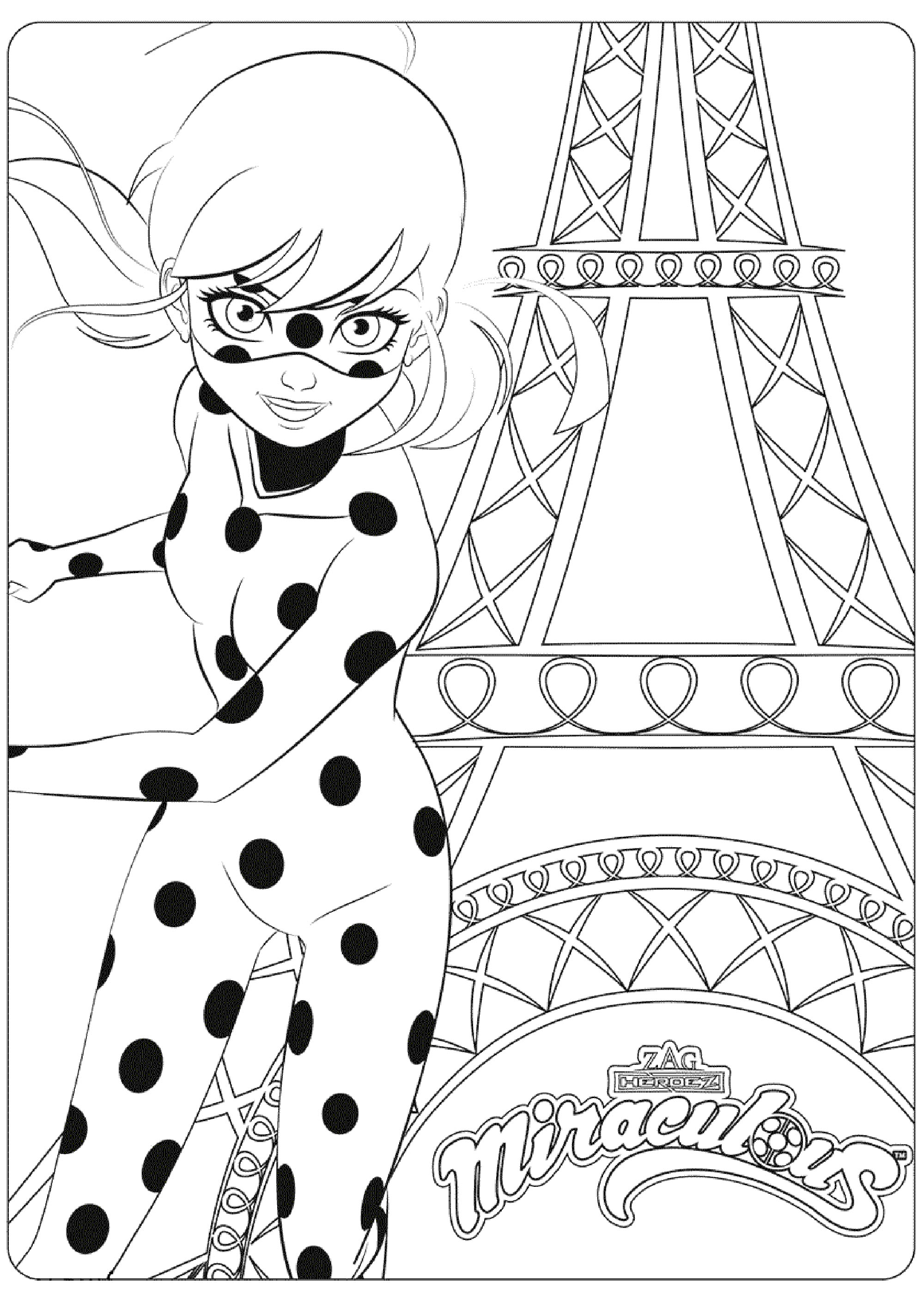 Marinette in front of the Eiffel Tower in Paris