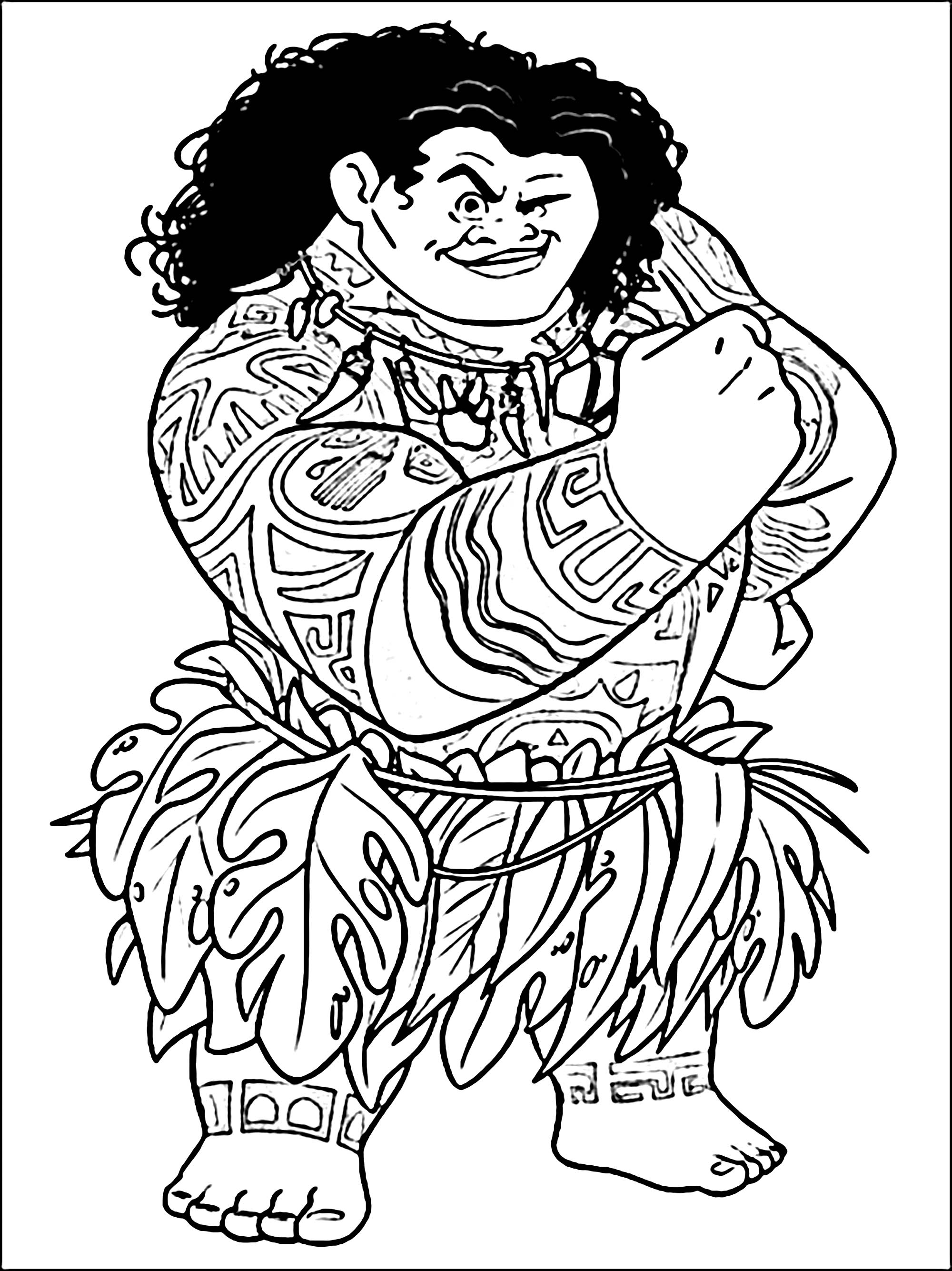 Beautiful Vaiana coloring page, simple, for children (Disney / Pixar)