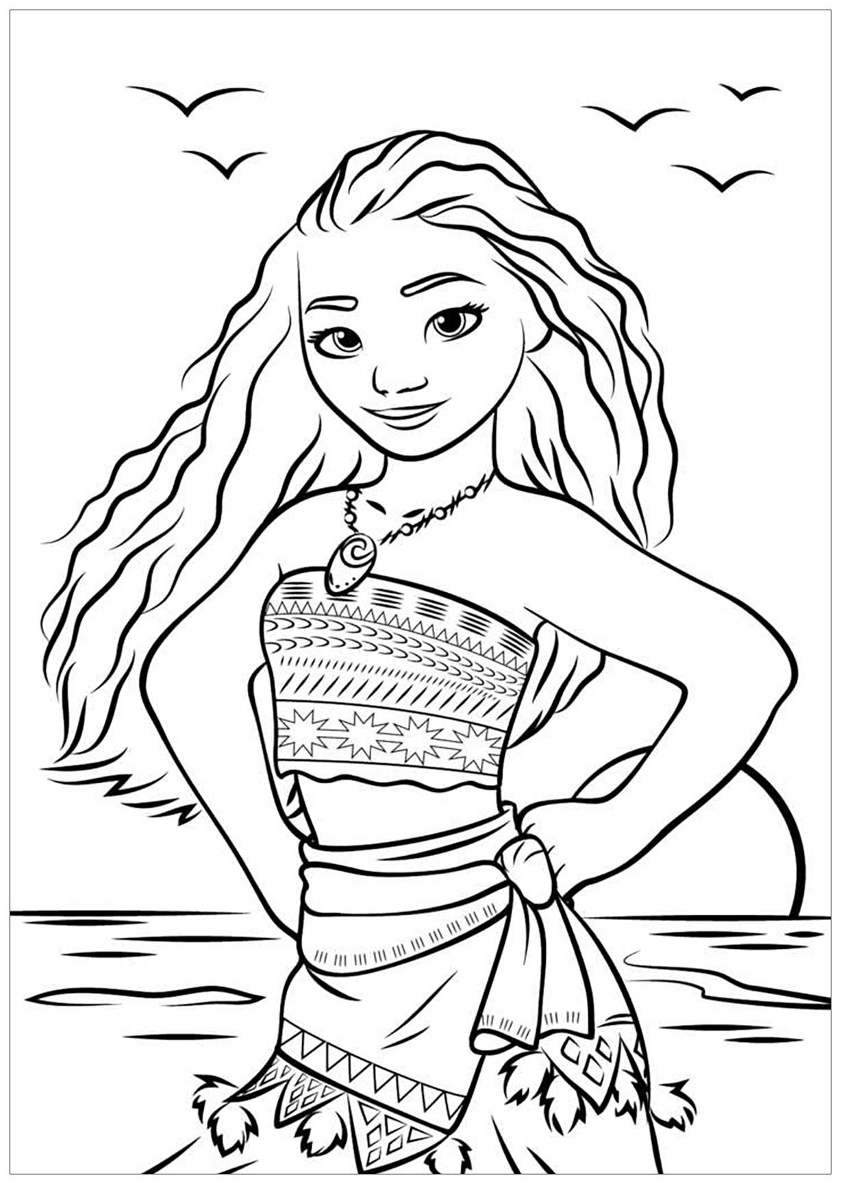 Free Vaiana drawing to print and color - Moana Kids Coloring Pages