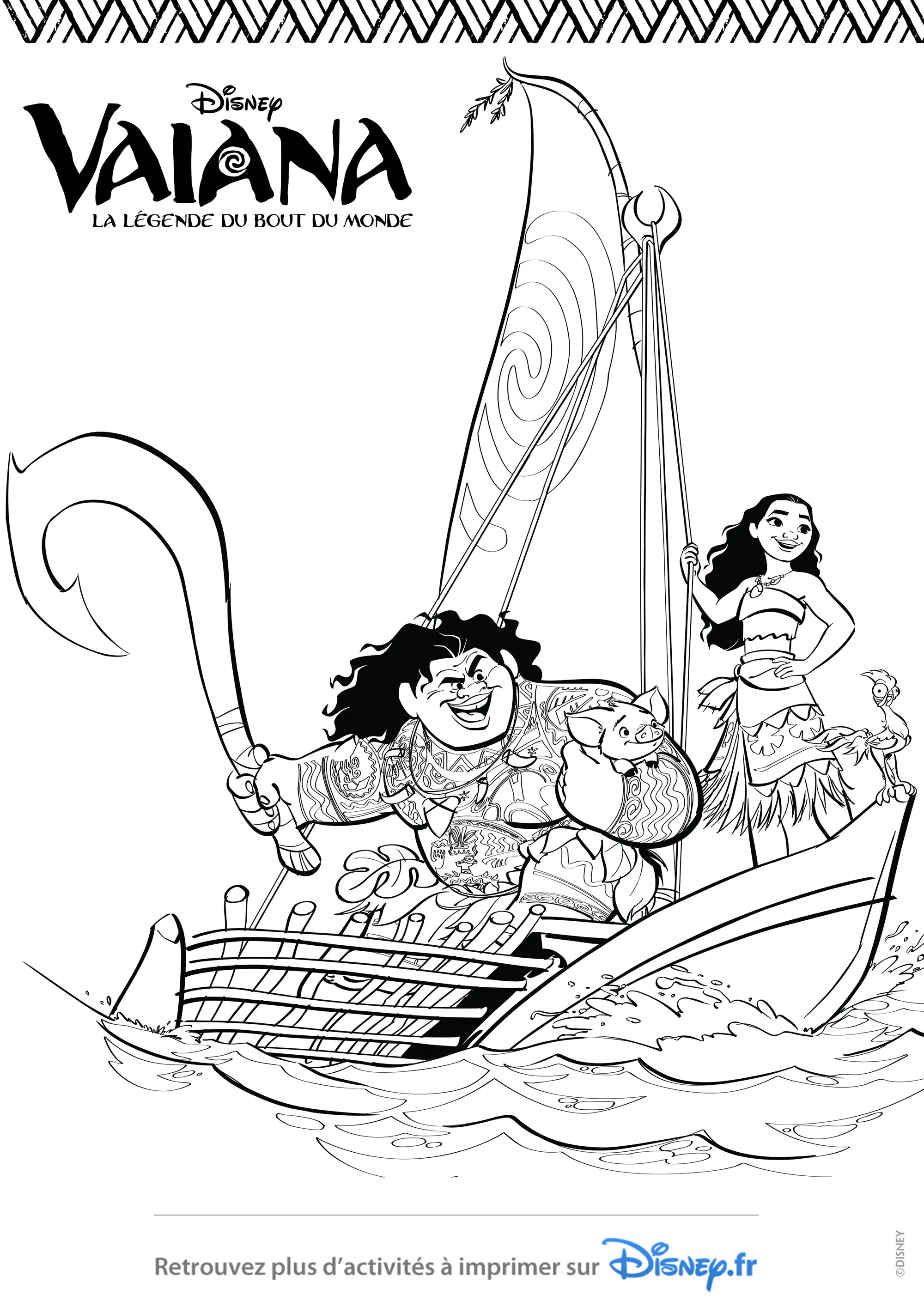 Vaiana coloring page for kids (Moana)