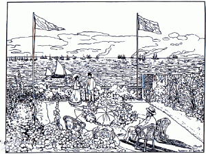 Claude Monet : Monet coloring page to print for children