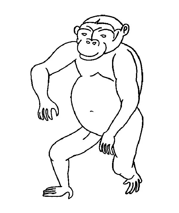 Monkey coloring page to print for kids