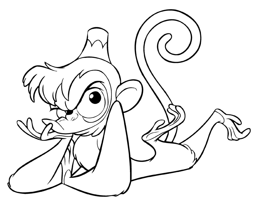 The monkey from the Disney movie Aladdin to print and color