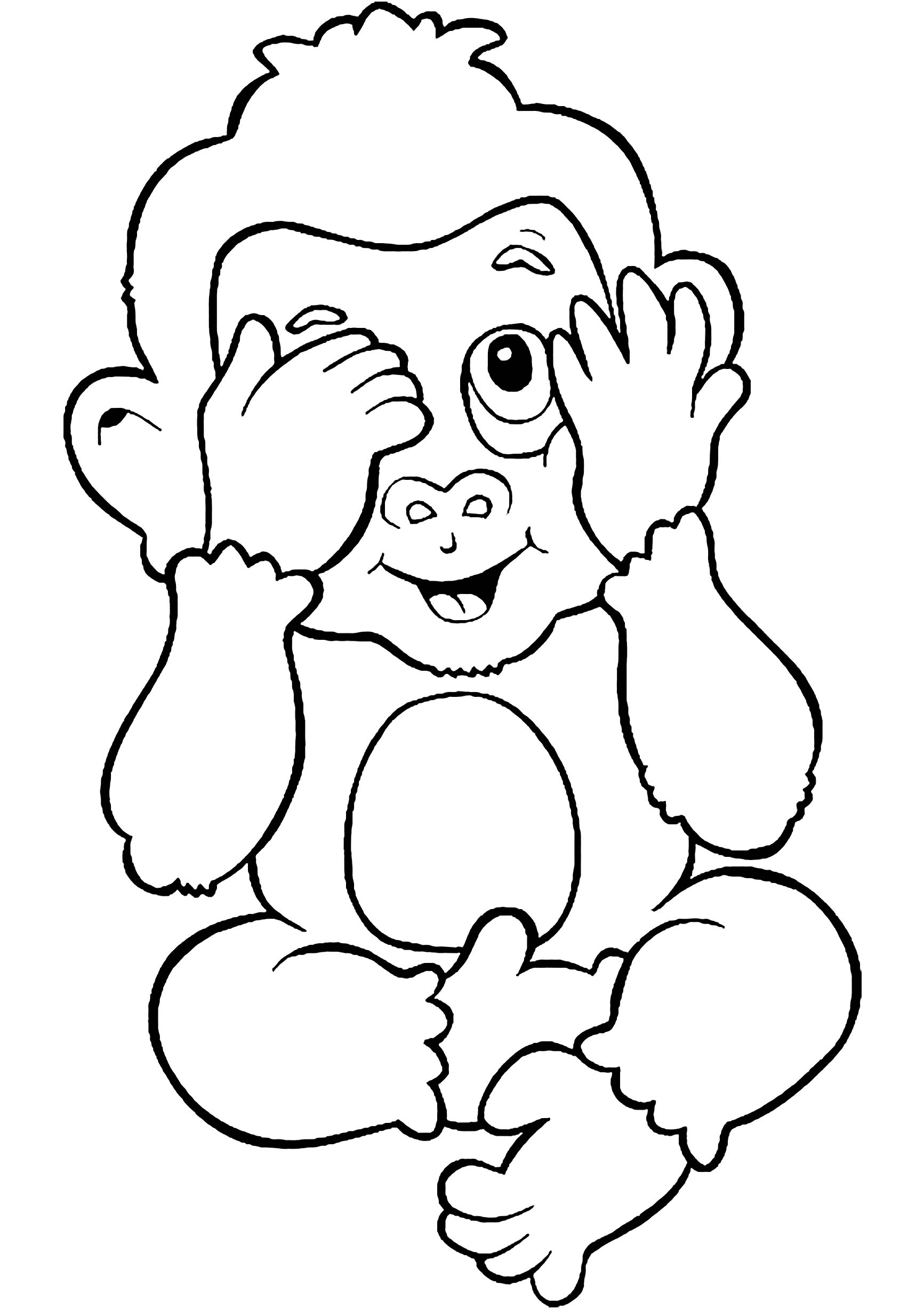 Simple Monkeys coloring page to print and color for free