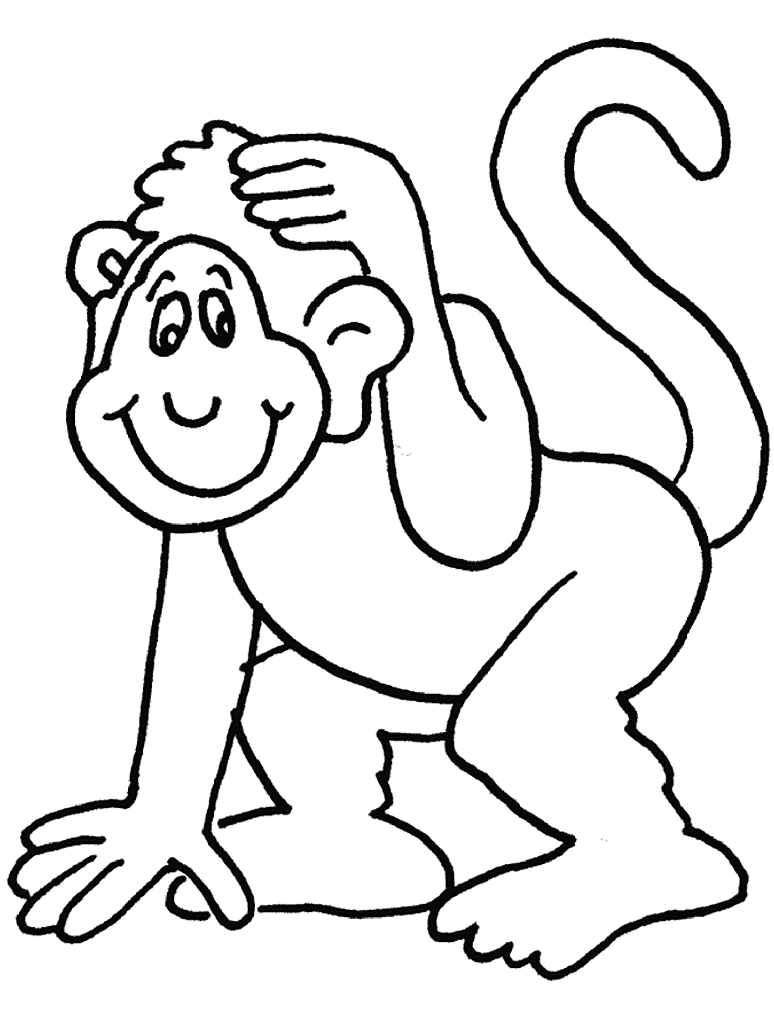 Monkey drawing to print and color