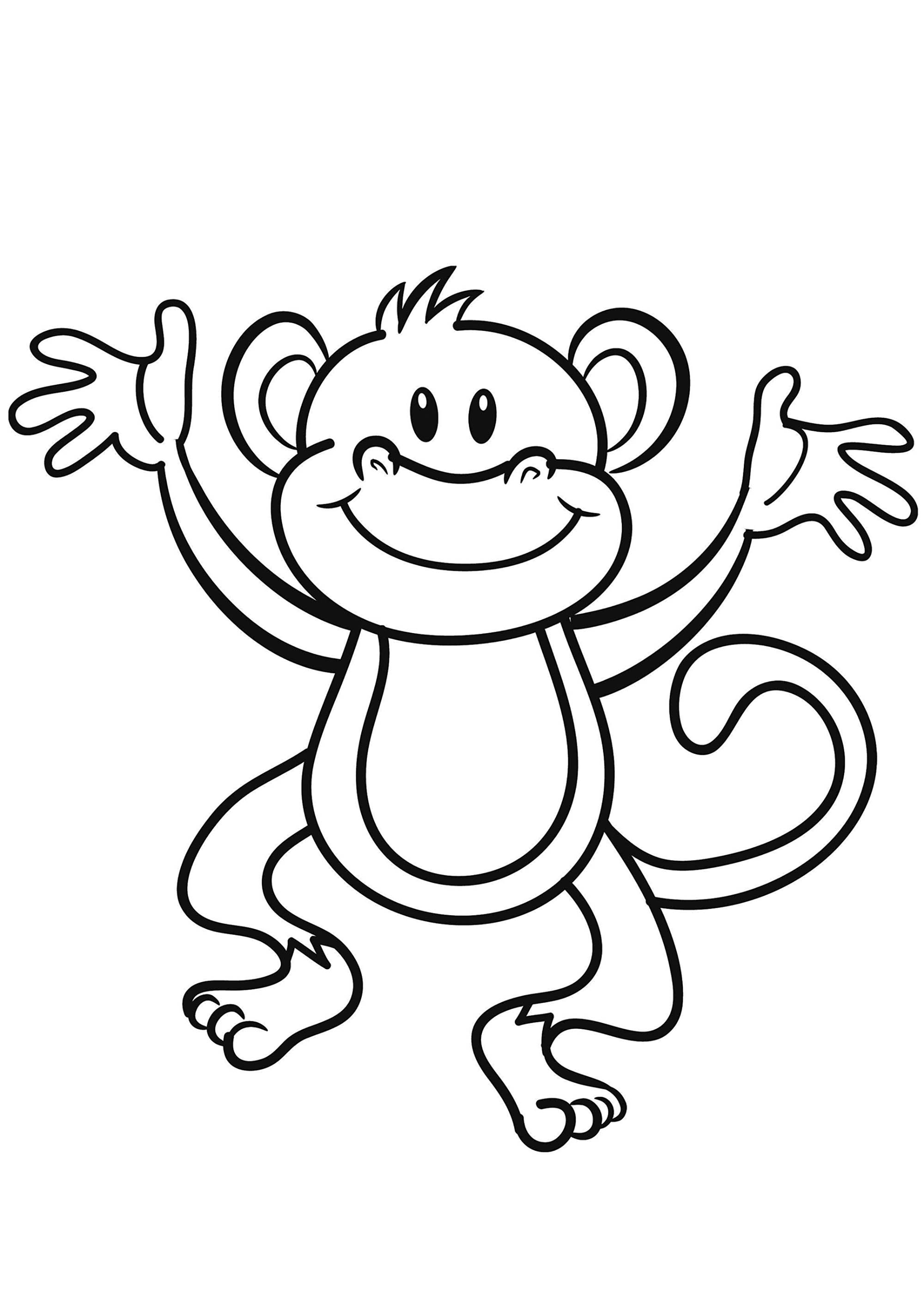 Simple monkey coloring for kids