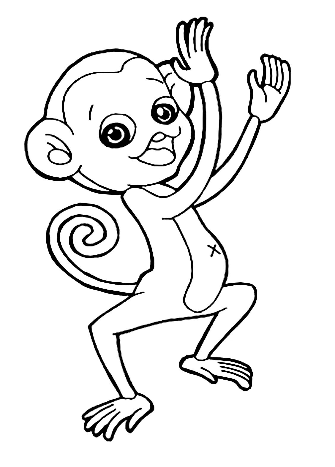 Super simple monkey coloring page