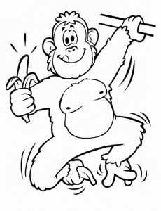 Free monkey drawing to download and color