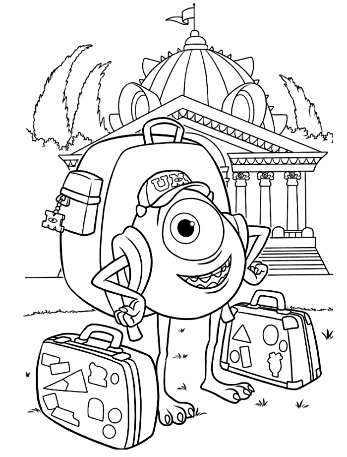 Simple free Monsters Academy coloring page to print and color