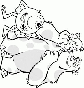 Coloring page monsters and company for kids