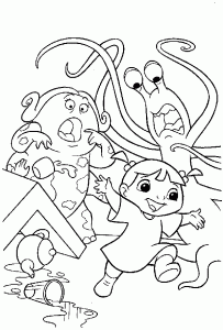 Coloring page monsters and company to color for kids