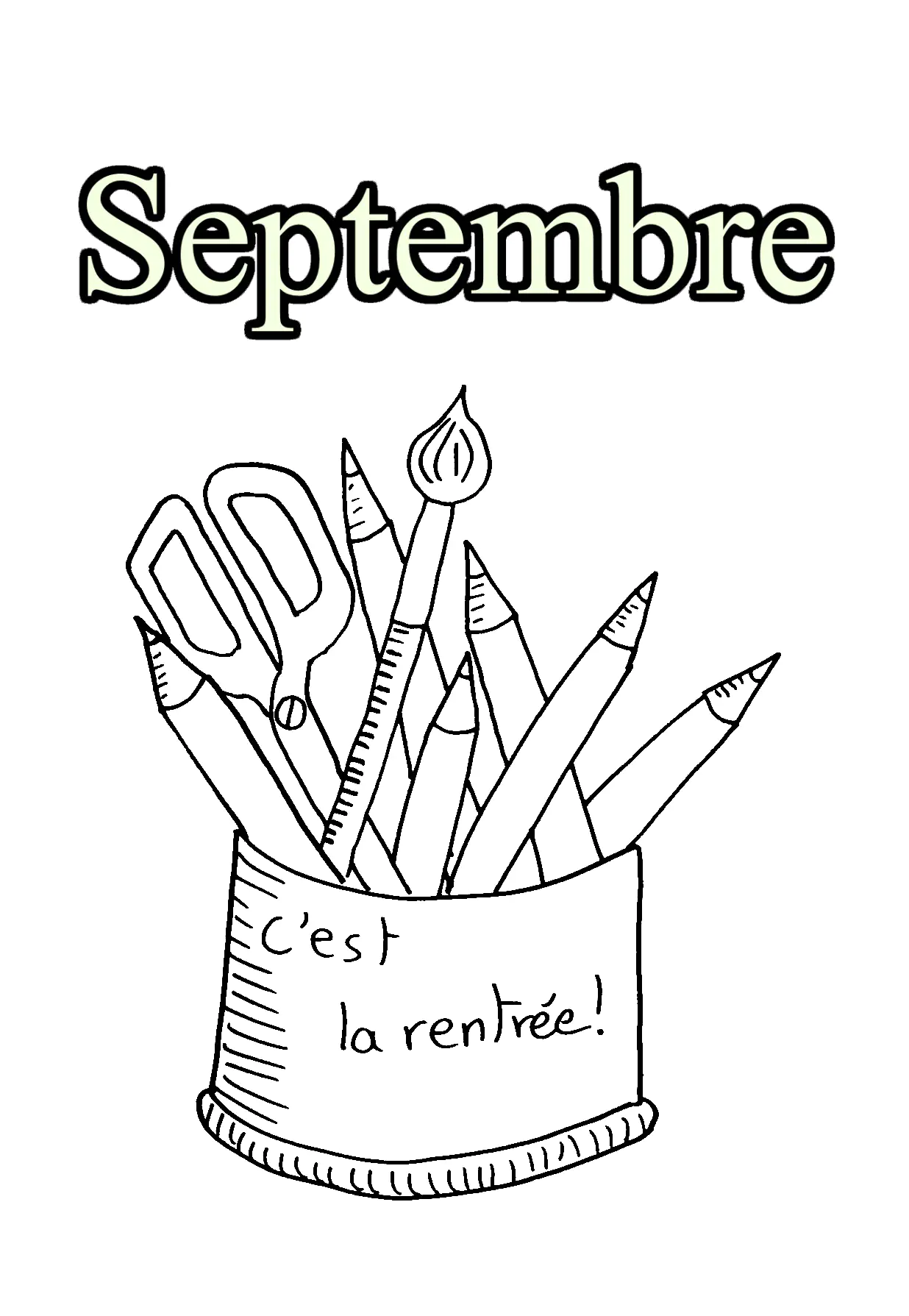 09-September (Printable Month Coloring Page for Kids)