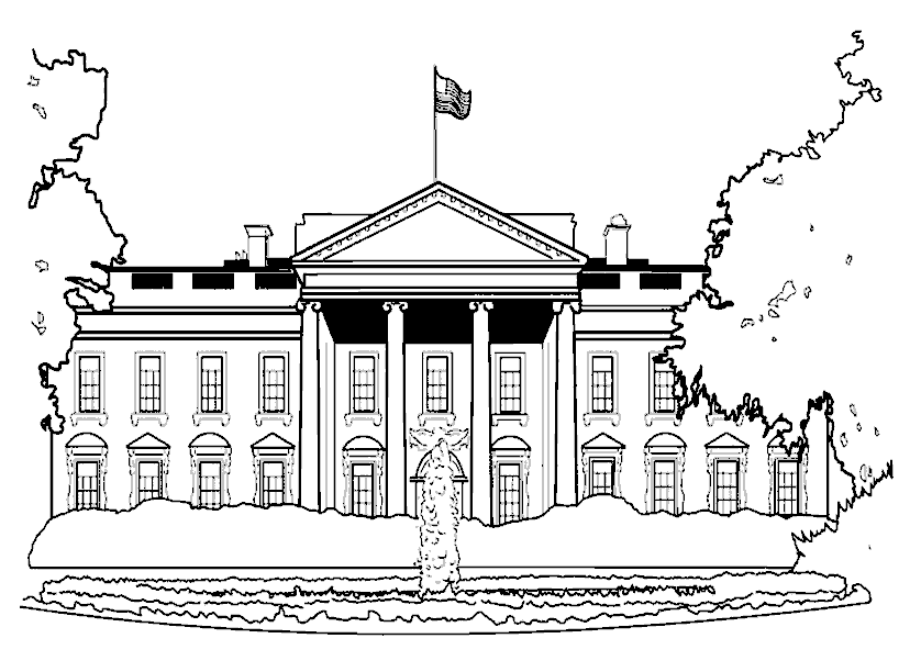 White House (Printable Famous Monuments Coloring Page for Kids)