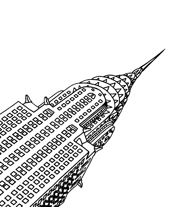 Incredible Monument Coloring, simple, for children : Chrysler Tower (New York)