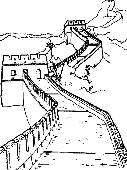 Incredible monument coloring for children : Great Wall of China