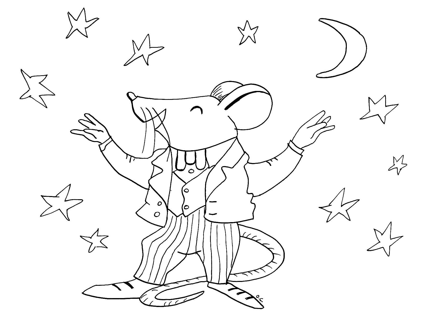 Coloring a mouse in the moonlight