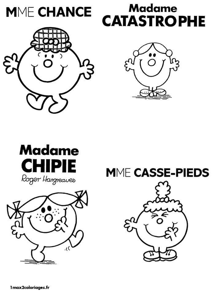 Coloring of Mr. Madame for children - Mr. Men and Little Miss Kids