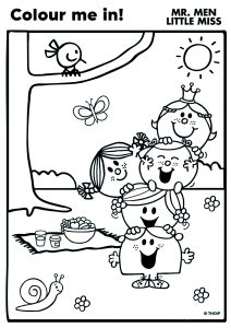 Mr. Men and Little Miss coloring: in the garden