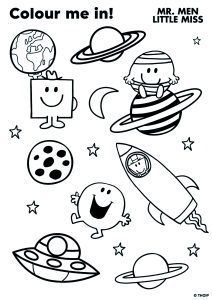 Mr. Men and Little Miss coloring: in space