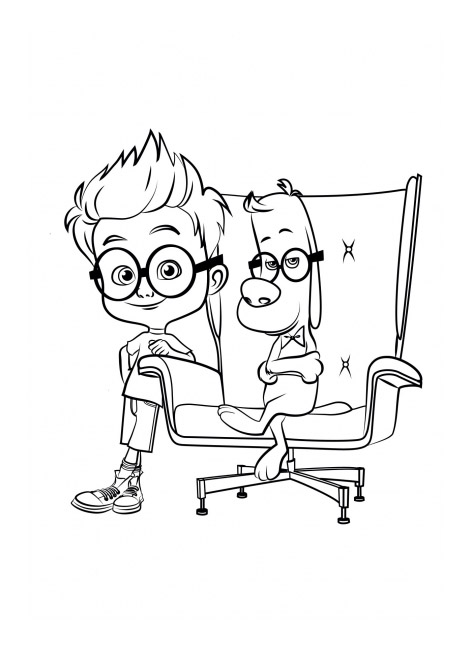 Drawing Sherman & M Peabody sitting in an armchair