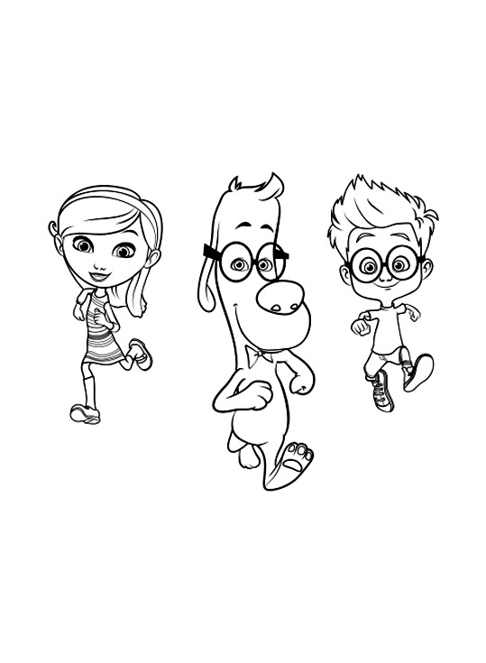 Coloring picture of Mr. Peabody, Sherman and Penny