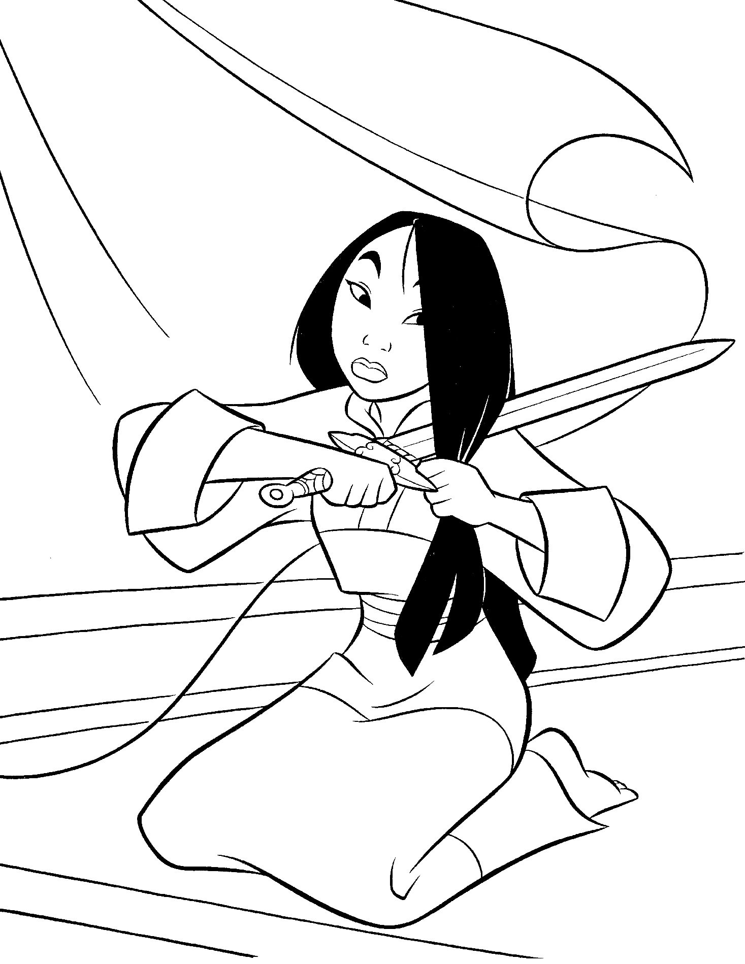 Download Mulan to color for kids - Mulan Kids Coloring Pages