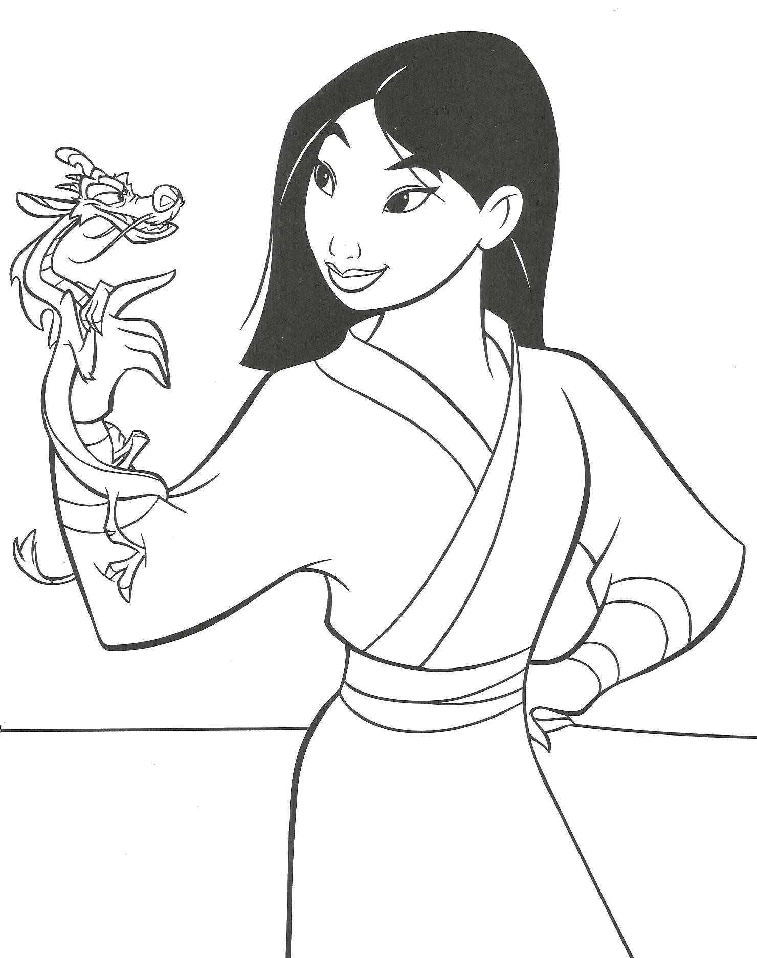 Easy Mulan coloring pages for kids