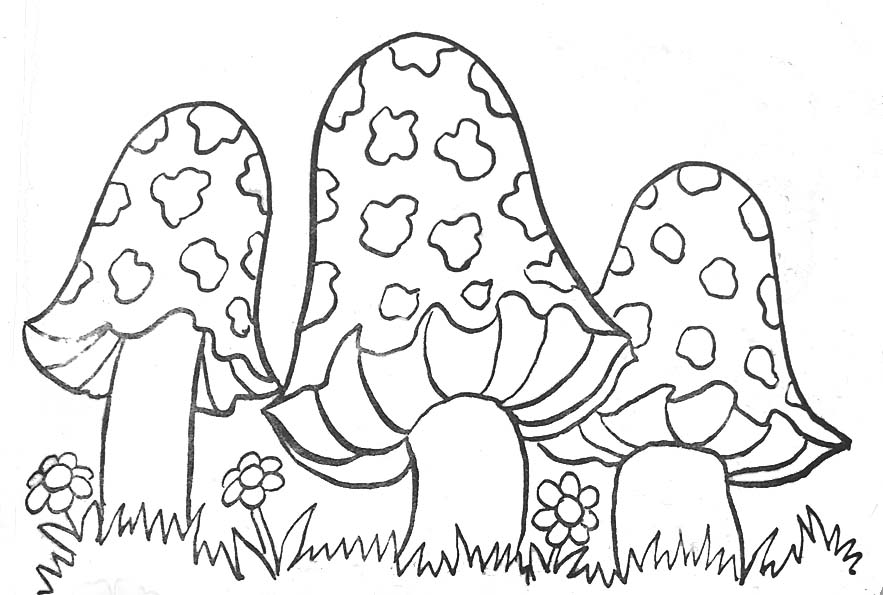 Mushrooms to color for kids - Mushrooms Kids Coloring Pages