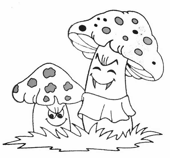 Image of two mushrooms with faces