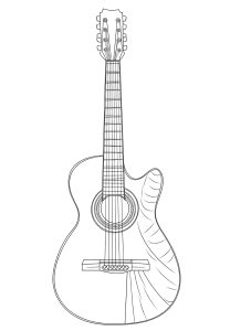 Printable Guitar Coloring Page for Kids : Guitare