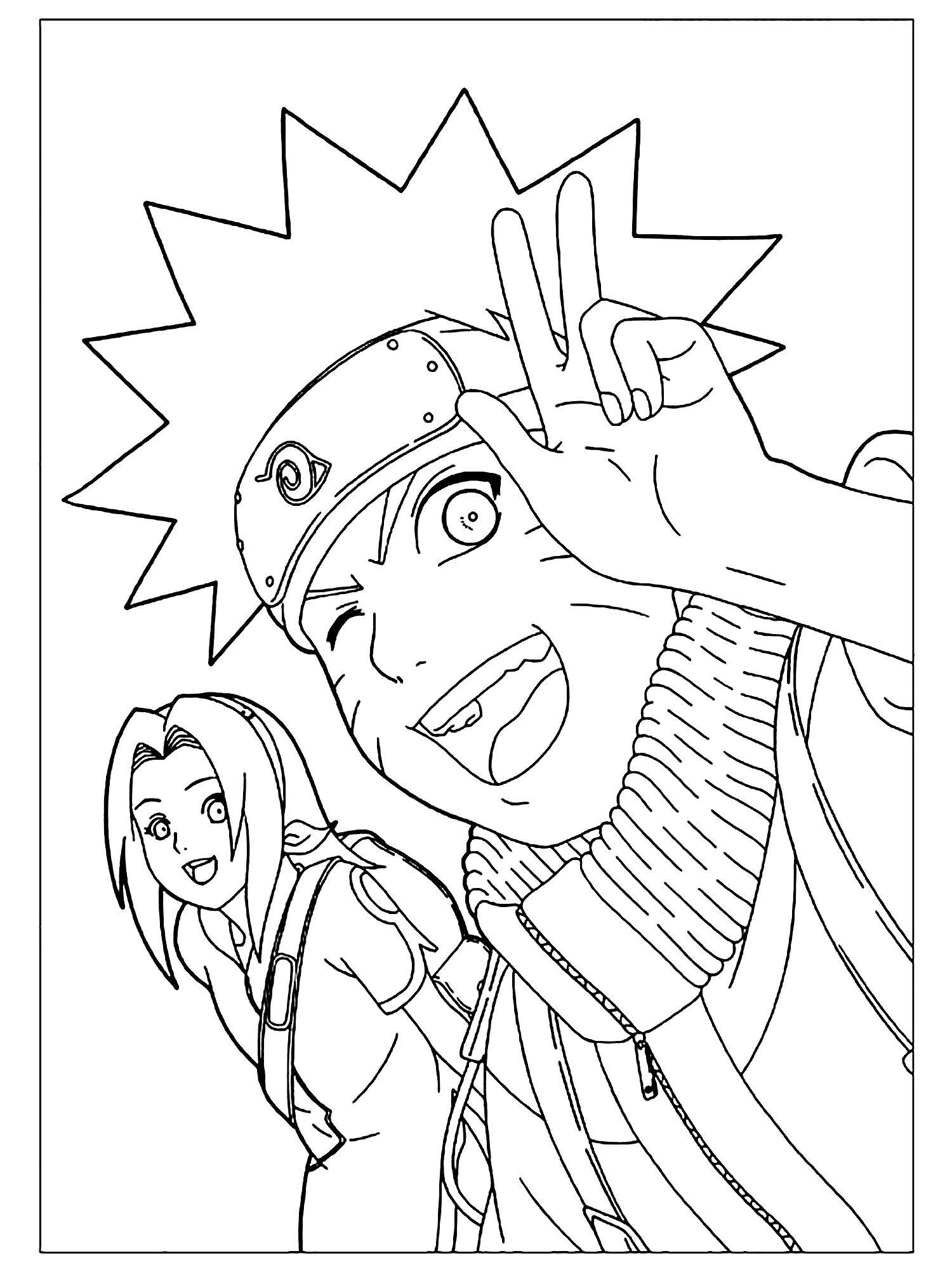 5 coloring pages with Naruto and Sasuke - Naruto Hokage