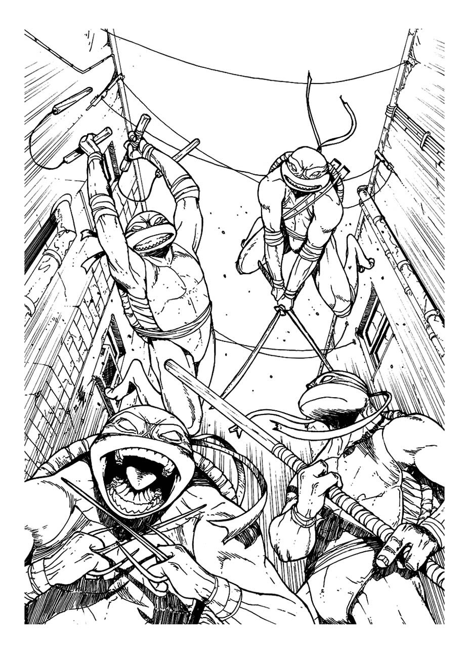 Superb Ninja Turtles image to print and color