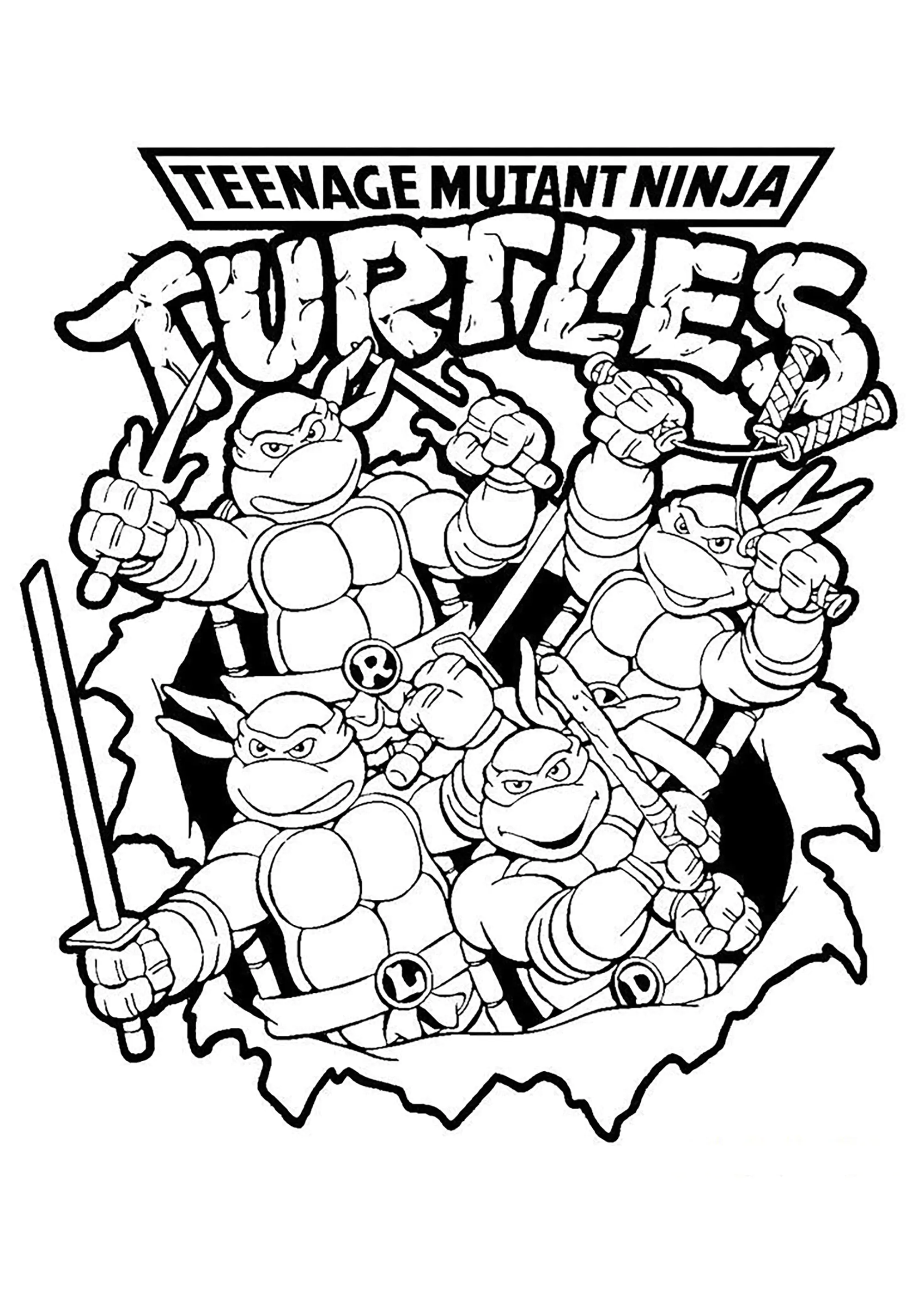 Coloriage TMNT (Printable Ninja Turtles Coloring Page for Kids)